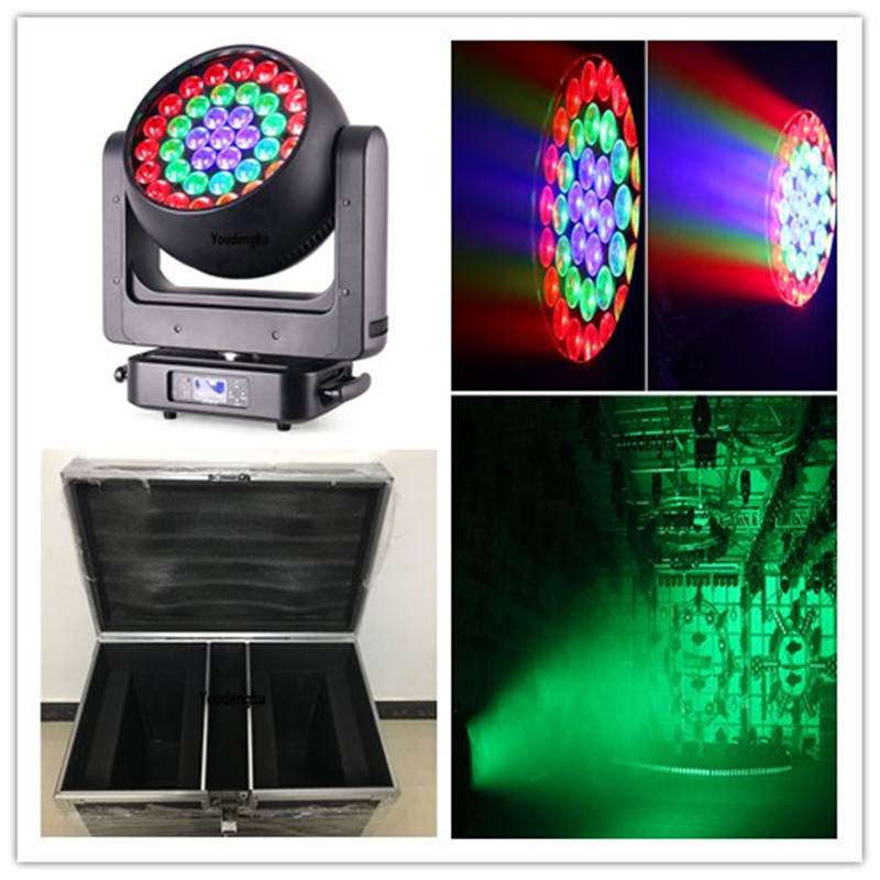 6pcs with fly case moving head Dance Hall wash 37x20w rgbw 4in 1 ring control led beam bee-eye zoom moving head party lighting
