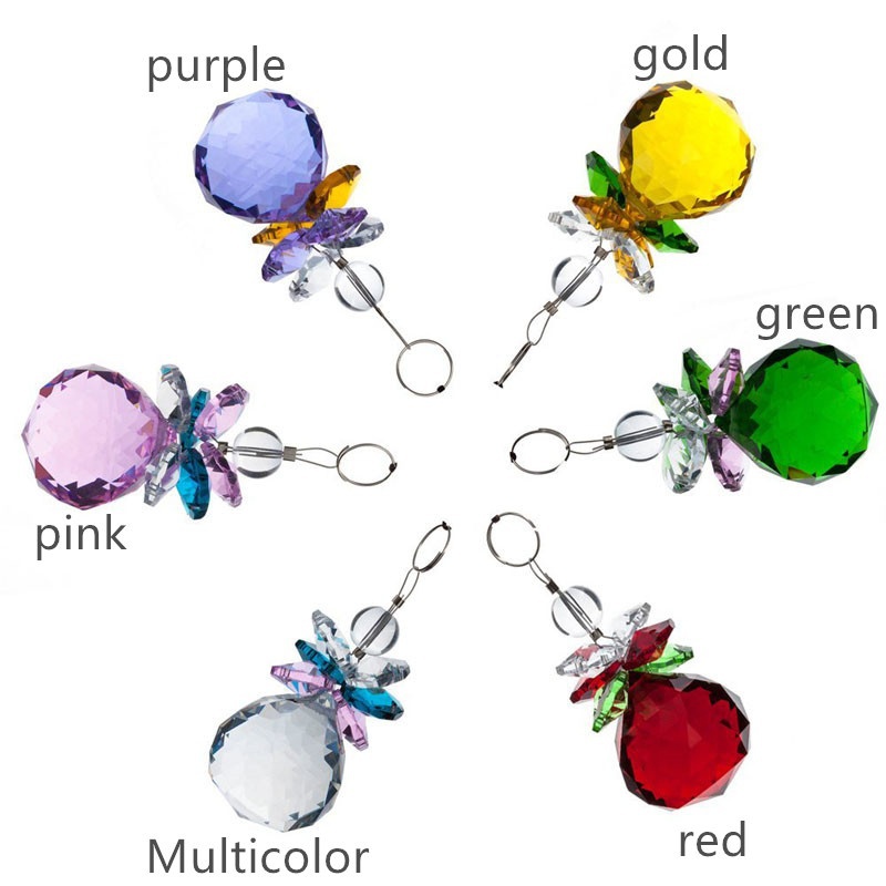 6-piece hanging rainbow crystal suncatcher set with prism balls for chakra decoration