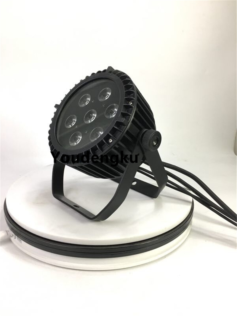 6-piece waterproof RGBW flat LED par lights for outdoor disco use, 7x10W 4-in-1 design