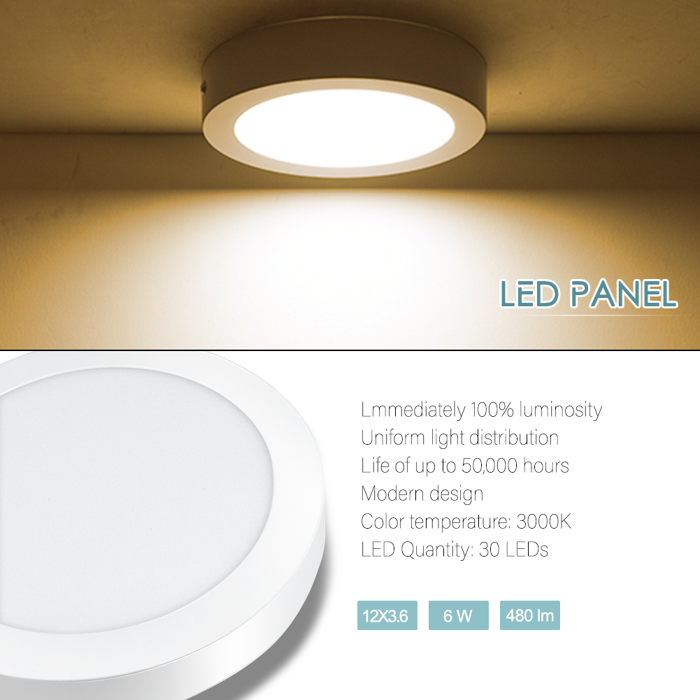 6W LED panel light in warm white for office, school, hotel, and home decoration
