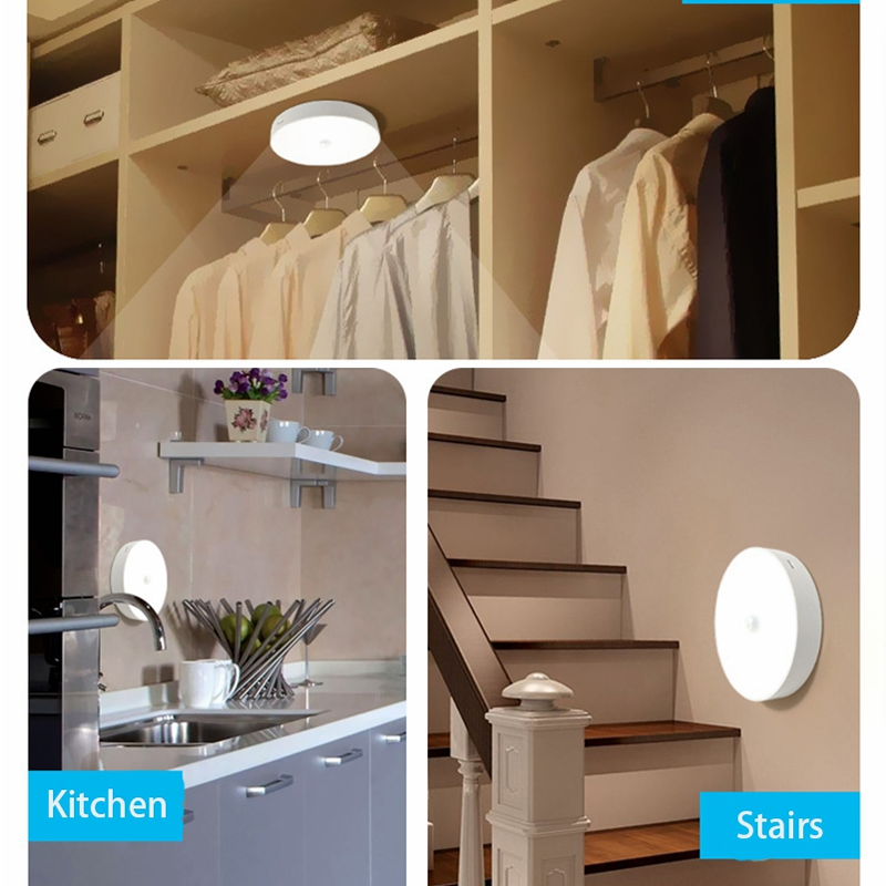 700mAh USB rechargeable LED PIR sensor night light with 6 beads for cabinets, closets, walls in homes, bedrooms, and corridors