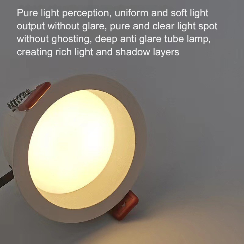 75mm deep anti-glare recessed LED downlight with high CRI for residential spaces