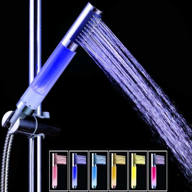 7-color LED shower head with auto-changing lights for bathroom, fits 20mm faucets