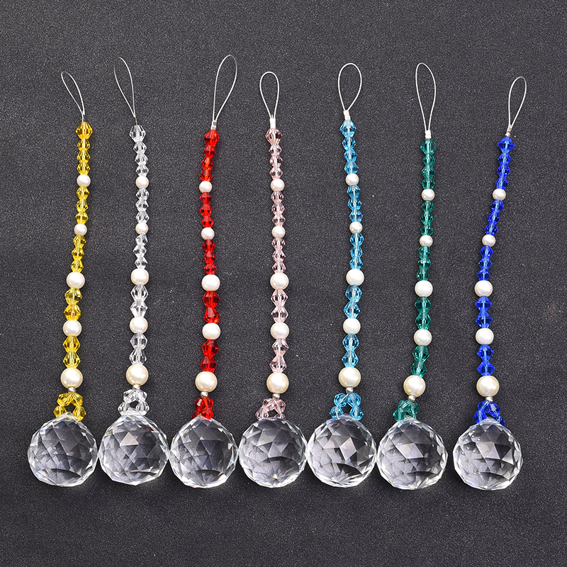 7PCS Hanging Chandelier Crystal Suncatcher with 40mm Ball Prism Pendant for Rainbow Effects and Feng Shui Window Decoration WQM160