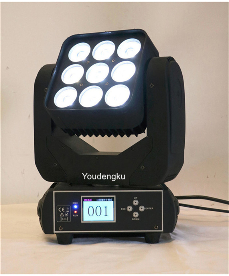 8 DJ show lighting moving head fixtures with 9x10W RGBW beam and wash LED matrix effects