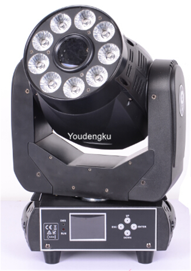 8 units of 9-piece 12W RGBWAUV 6-in-1 LED wash combo with 90W gobo effect moving head spotlights