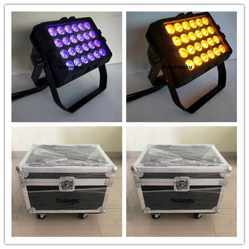 8 units with flight case featuring 24 x 18W RGBWA UV 6-in-1 DMX city color blinder washer wall wash waterproof IP65 LED lights