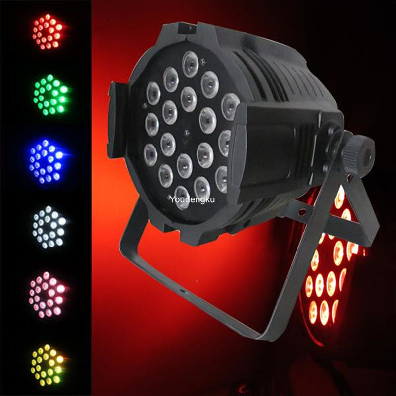 8-channel DMX RGBWA UV LED par light with 18x18 array