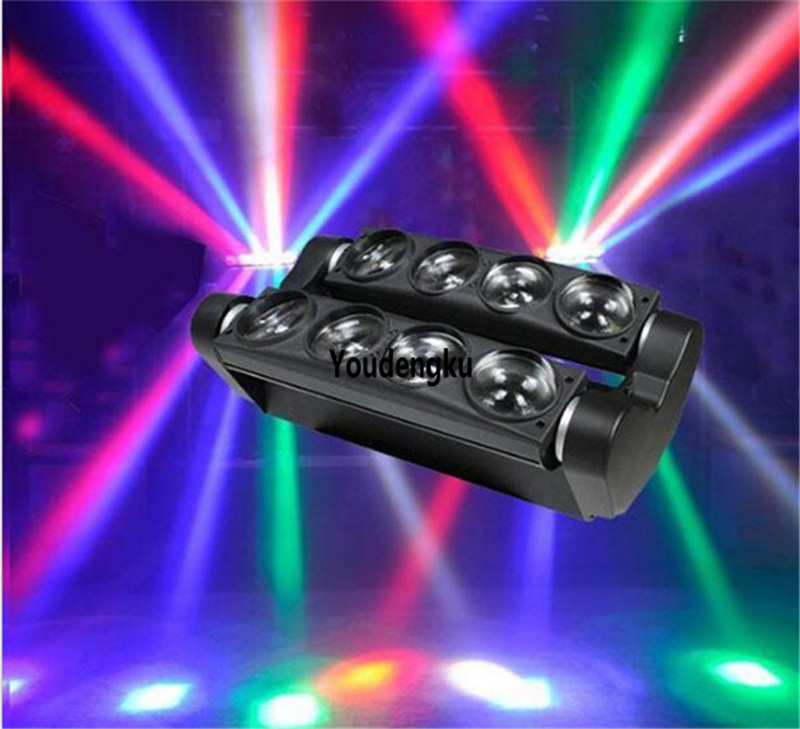 8-channel RGBW LED moving head spider beam light with 10W power