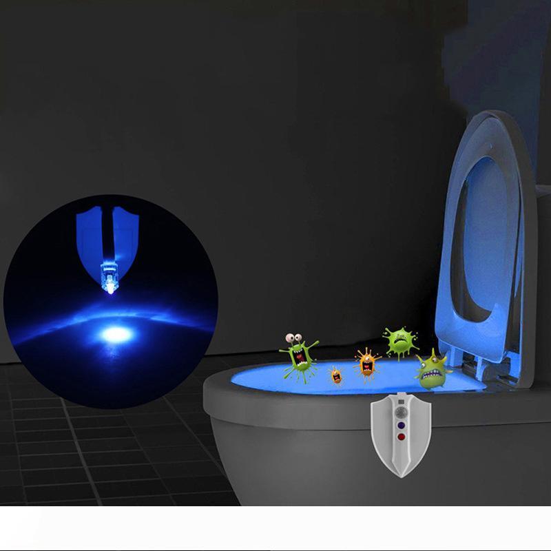 8-color motion-sensing UV toilet light with seat sensor and LED nightlight