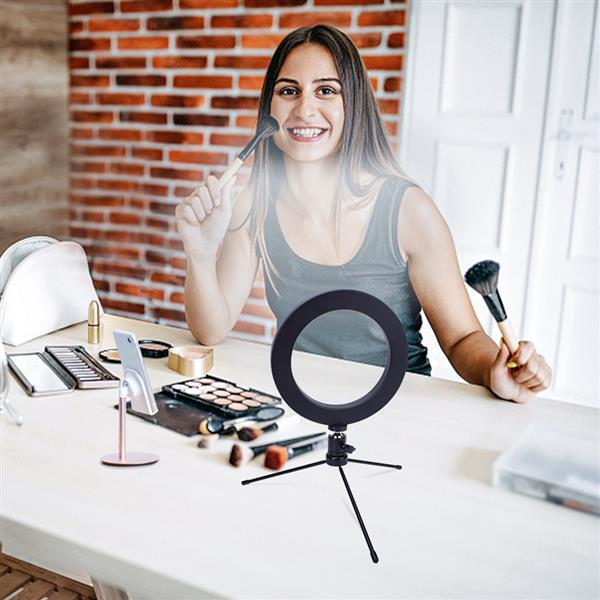 8-inch diameter 20cm live fill light with 13W 5V 84LED 2835 lamp beads, dimmable white USB ring light on desktop tripod