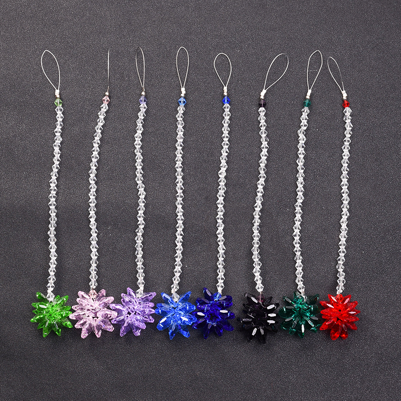 8PCS K9 Crystal Cluster Suncatcher Prism Hanging Crystals Bicone Beads Pendant Handmade Home Party Wedding Decor WQM130