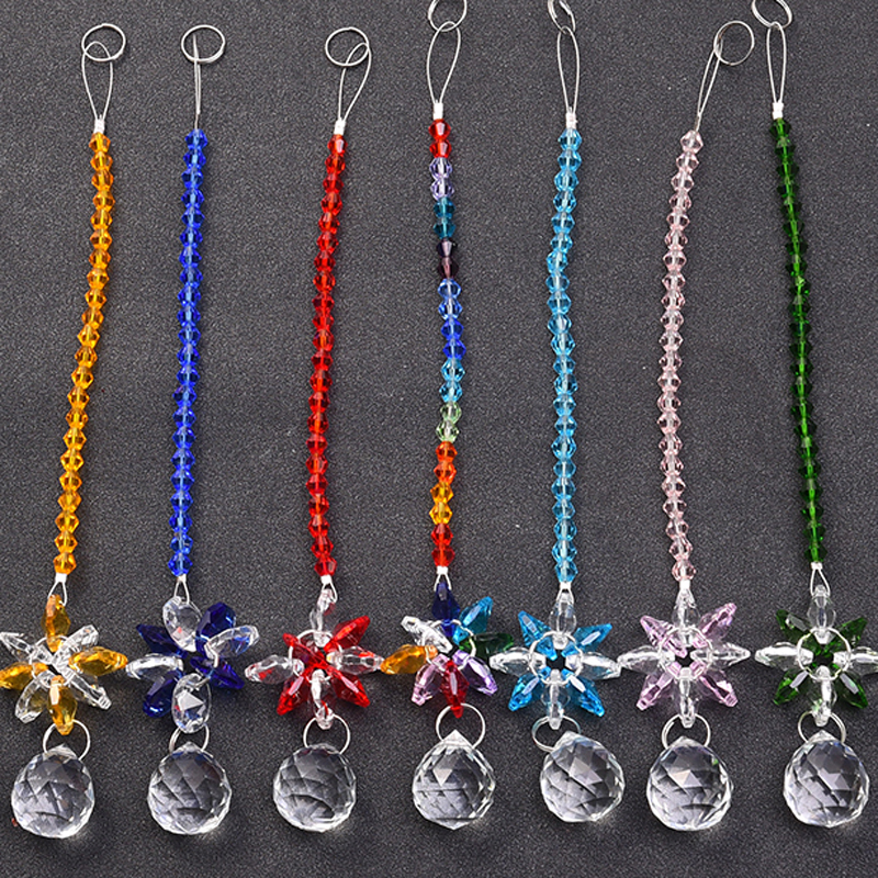 8-piece 30mm crystal ball pendant chandelier with prism suncatcher and butterfly ornaments for window decoration