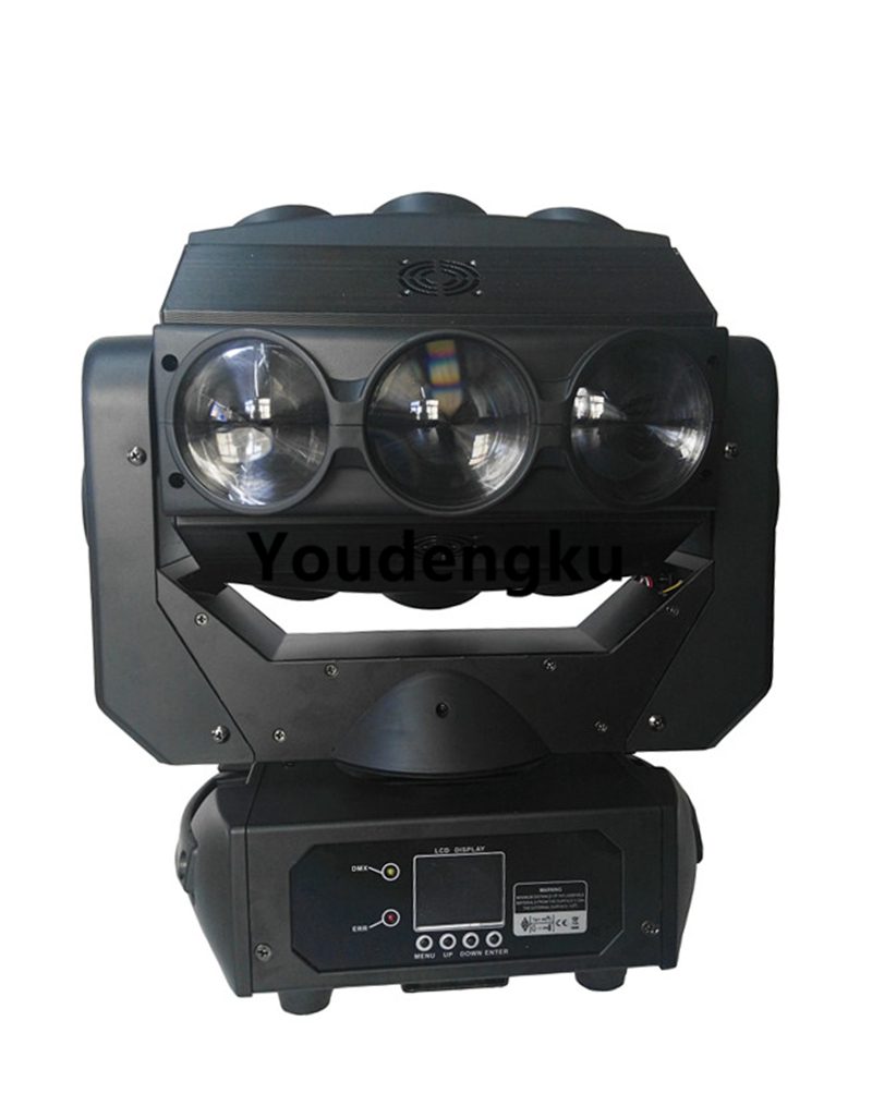 8-piece 360¡ã rotating RGBW 4-in-1 LED moving head light with 9x10W spider beam for DJ use