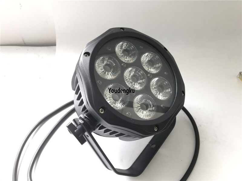 8-piece LED projector set for birthday parties, featuring 7x18W RGBWA UV 6-in-1 par cans with 64 mini aluminum stage lights