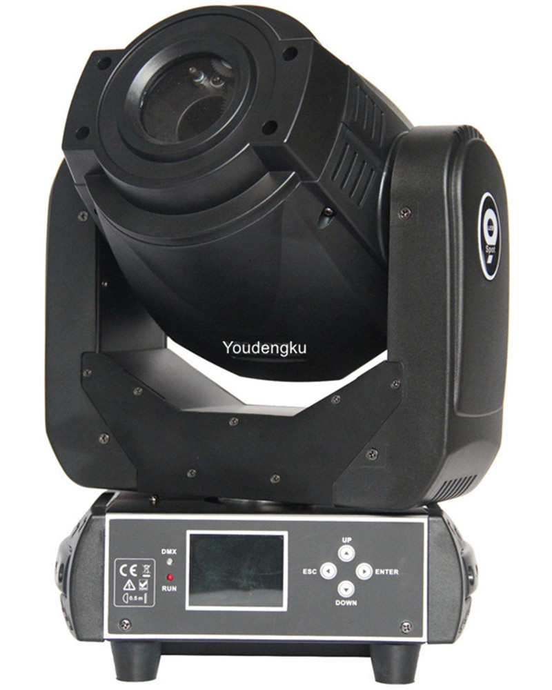 90W LED moving head spotlight with rotating gobo and dual-piece lyre