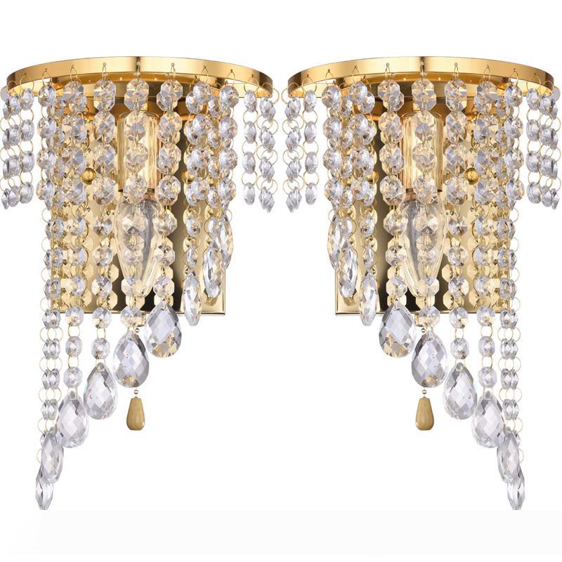 A set of two stylish stainless steel bedside wall lamps with switch for night lighting
