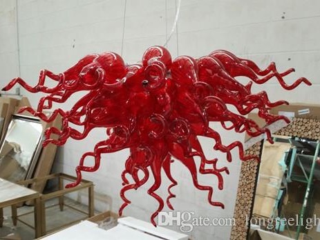 AC 110-240v Christmas Decoration Red Glass Pendant Chandelier Light Small Size Home Decoration Modern Cheap Hand Blown Glass Chandelier