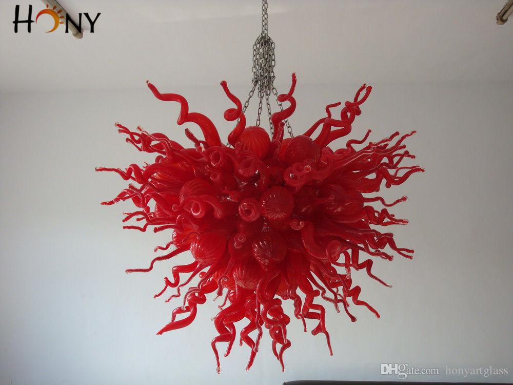 AC LED Customized Style Modern Chandelier Art Popular Handicraft Europe Style Red Glass Lamp