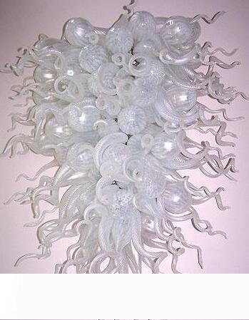 AC LED Hand-Blown Glass White Chandelier for Living Room, Hotel, or Wedding Decoration