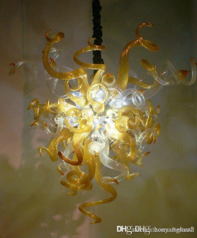 AC LED Light Source Amber and White Clear Glass Chandeliers 100% Hand Blown Glass Modern Cheap Modern Chandeliers