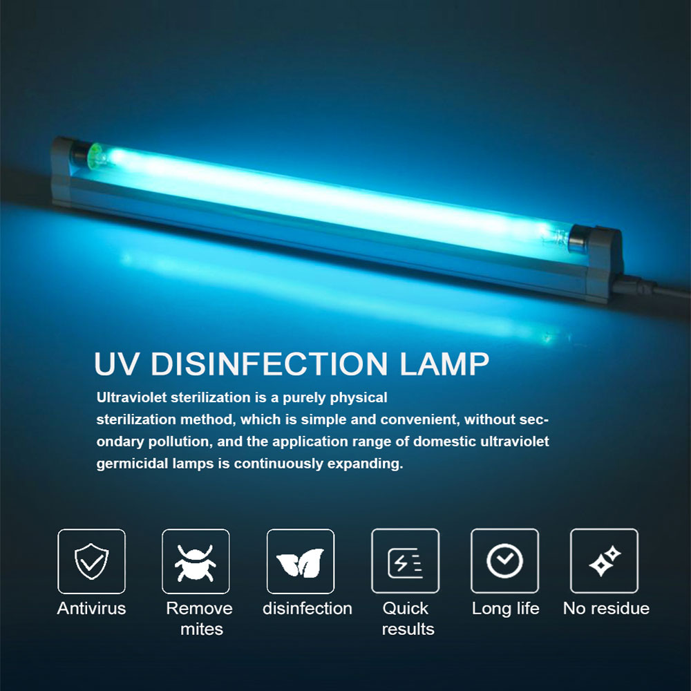 AC110V/220V UV germicidal lamp with 254nm T5 6W/8W quartz tube for home and hospital disinfection
