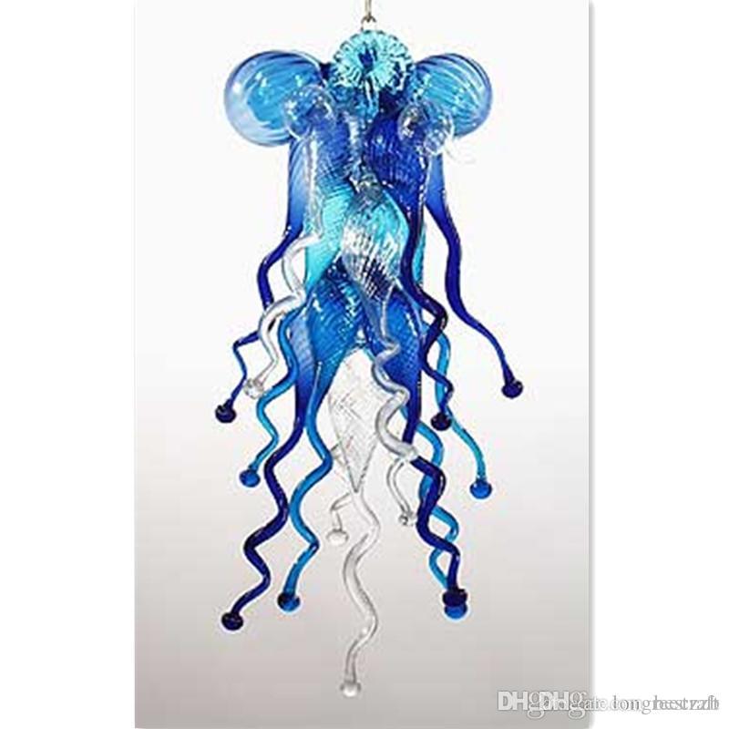 affordable compact contemporary blue LED artisan glass chandelier lighting murano Turkish pendant lamps