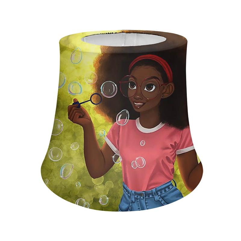 Afro-inspired floral print round floor lampshade with elastic edge for table and floor lamps in bedroom, living room or office