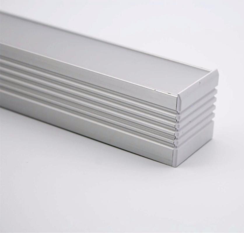 AL3535 LED aluminum profile in silver anodized finish with polycarbonate cover for flexible or rigid LED strips