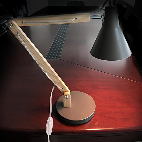 Alightup Classic Mini Frosted Metal and Wood Study Lamp with US Plug Light