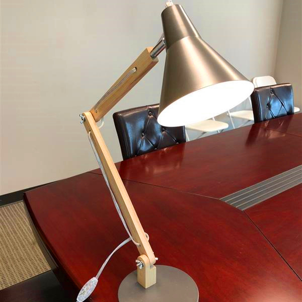 Alightup Classic Mini Frosted Metal and Wood Study Lamp with US Plug