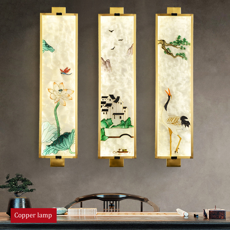 All Copper Chinese Wall Lamps Living Room Personality Glass Wall Lights Creative Hotel Background Decoration Lamp Bedroom Bedside Light

Elegant copper wall lamps with glass shades for living rooms, creative bedroom bedside lighting and stylish hotel decor