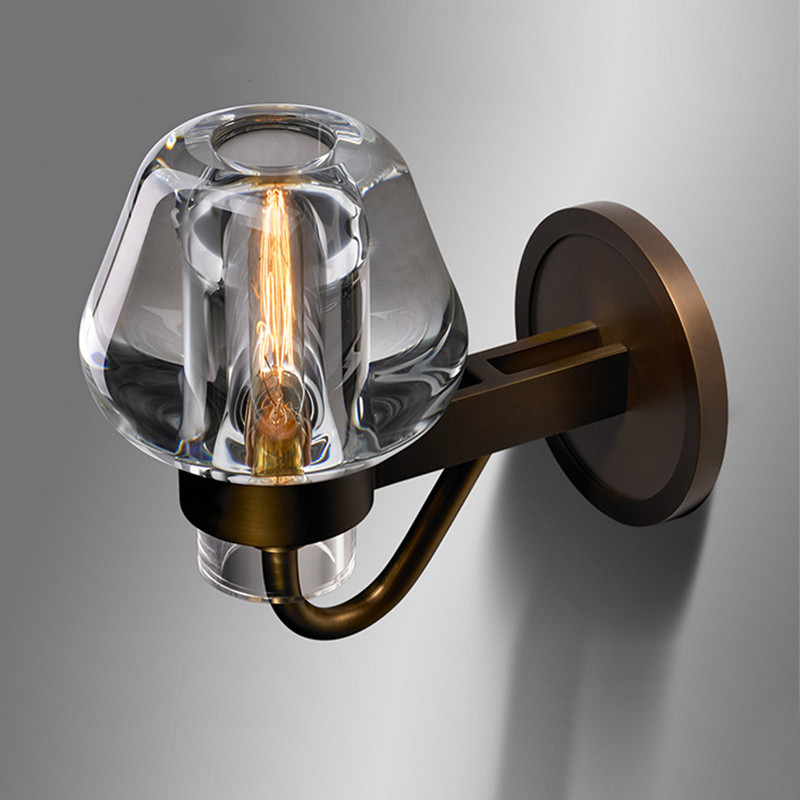 All copper postmodern wall lamp with a simple, elegant Nordic design for study, bedroom, or villa model rooms