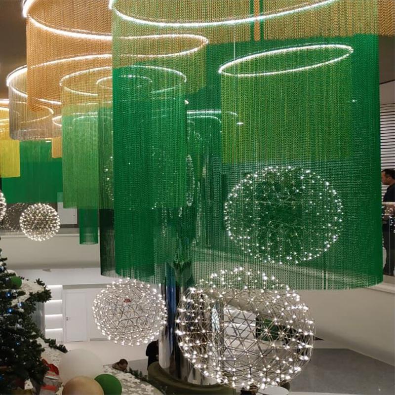 Aluminum chain link curtains for stylish lamp shades