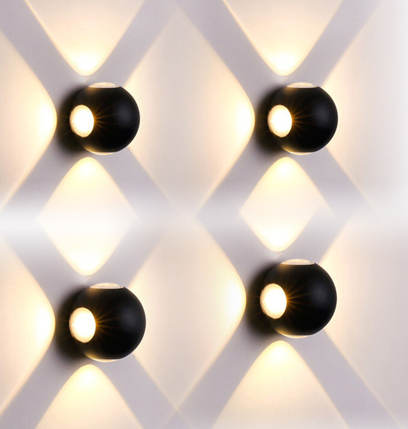 Aluminum waterproof IP65 LED wall lamp for indoor and outdoor side lighting in 1/2/4 configurations