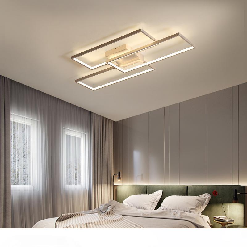 Aluminum-framed modern LED ceiling lights in black or white, dimmable for living rooms and bedrooms, compatible with 110V-220V
