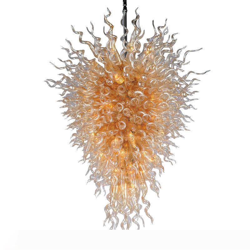Amber Ceiling Lamps Handmade Blown Colored Glass Chandeliers Crafts Hanging Lights Large Flower Pendant Lamp