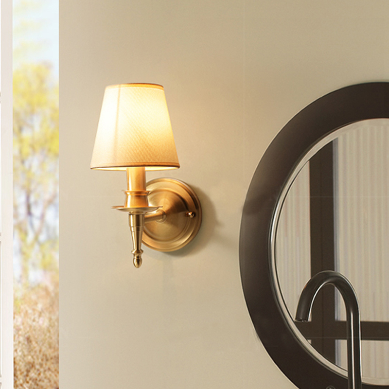 American All Copper Wall Lamp for Bedroom, Living Room, and Bathroom LED Mirror Lighting