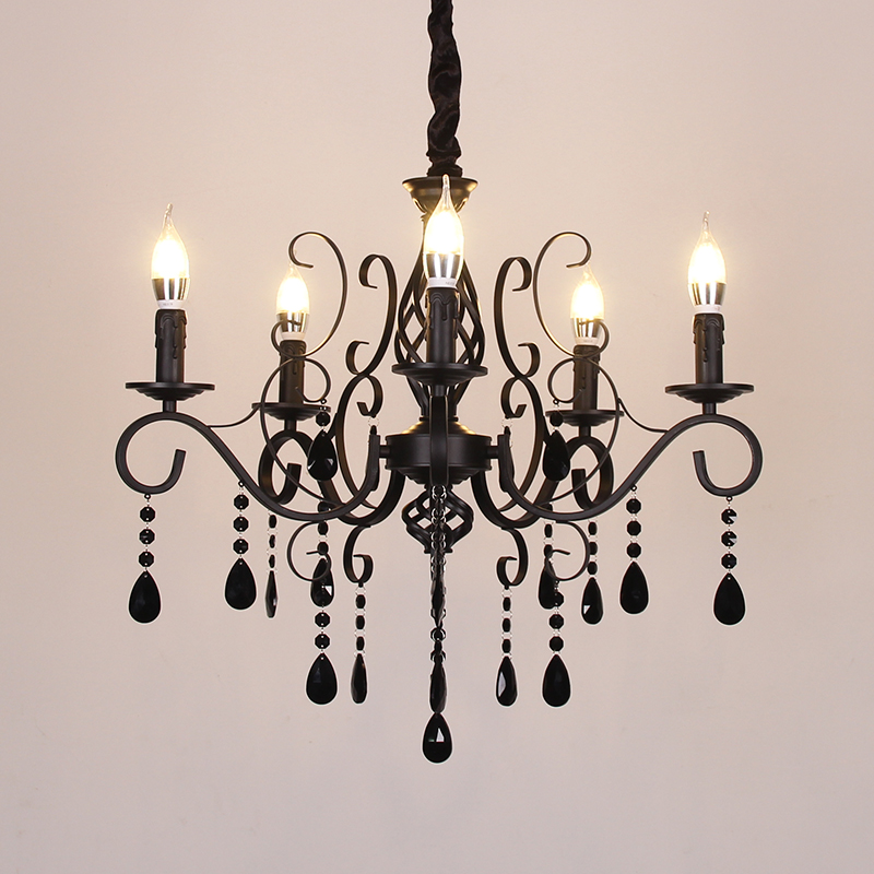 American Chandelier Lighting for Simple Bedroom and Living Room with Crystal Candle Pendant Lamps for Clothing Stores and Staircases
