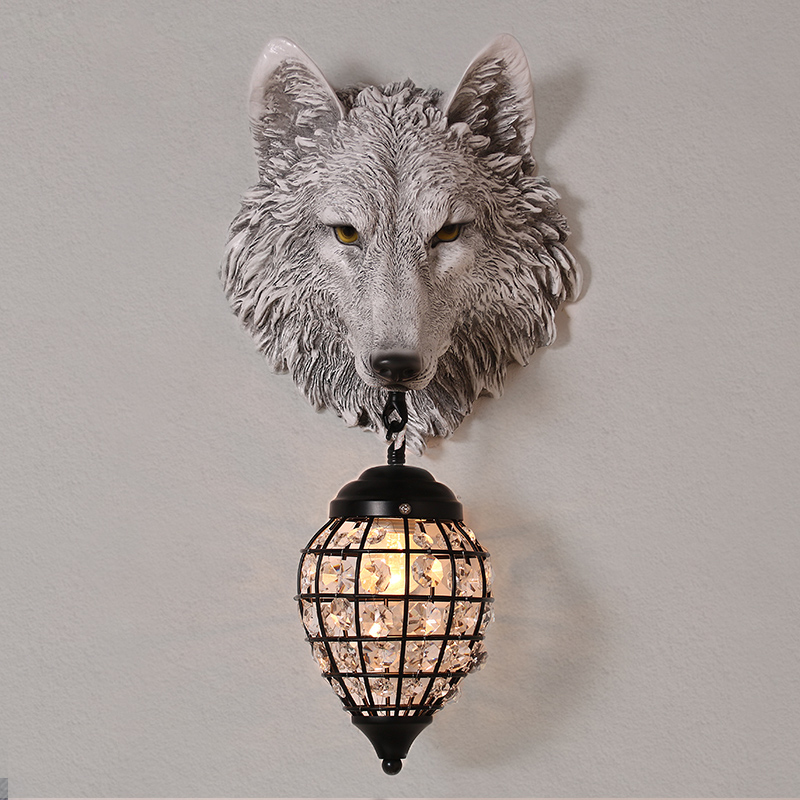 American Country Restaurant Bedroom Bedside Creative Wall Lamp Cafe Vanity Light Living Room Crystal Wall Lighting Industrial Head Lamps Hotel