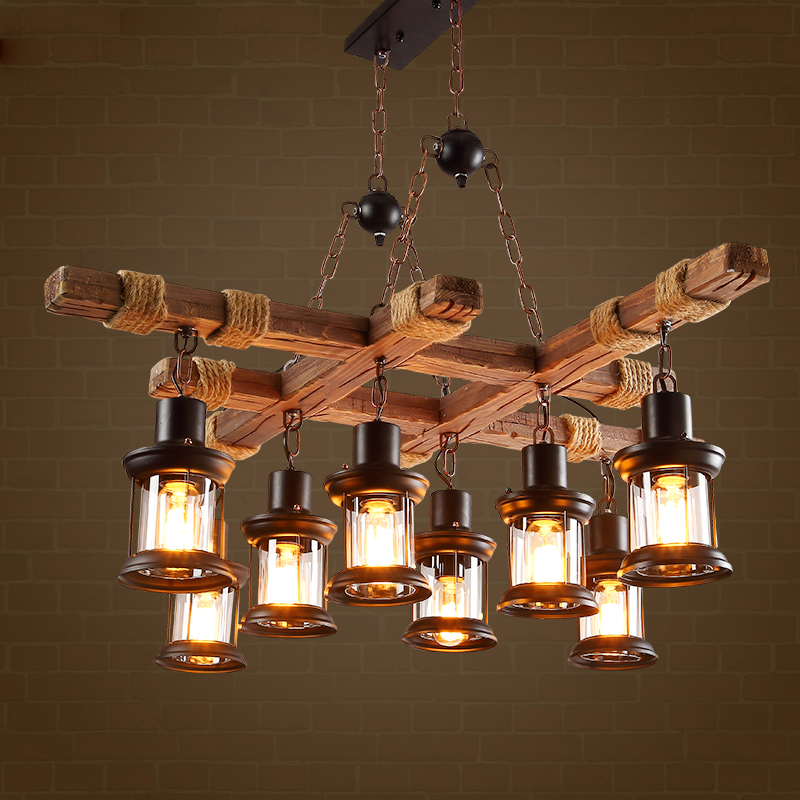 American Country Retro Pendant Lamps Industrial Creative Bar Table led Pendant Light Personality Coffee Restaurant kitchen Wood Chandeliers