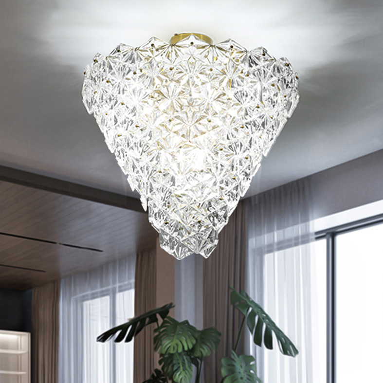 American Crystal Glass Ceiling Lights Fixture LED Light European Snowflower Ceiling Lamps Home Indoor Lighting Parlor Bed Living Room Lamp