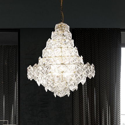 American Crystal Glass Chandelier LED Modern Lighting Fixture for Homes, Restaurants, and Living Spaces