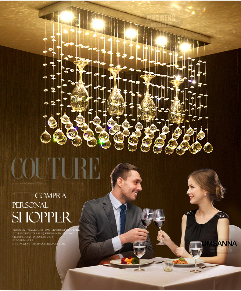 American Crystal Wineglass Chandeliers LED Modern Hanging Lights Bar Counter Restaurant Parlor Lounge Dining Room Cups Lamps Home Indoor Lighting L1