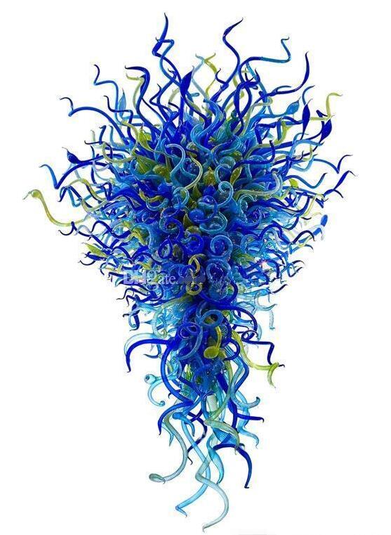 American Lamps House offers elegant antique-style LED pendant lights with hand-blown blue glass for decorative chandeliers