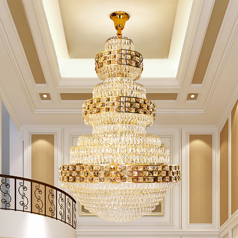American LED crystal chandelier with modern European design for hotels and homes, available in 120cm or 150cm diameters