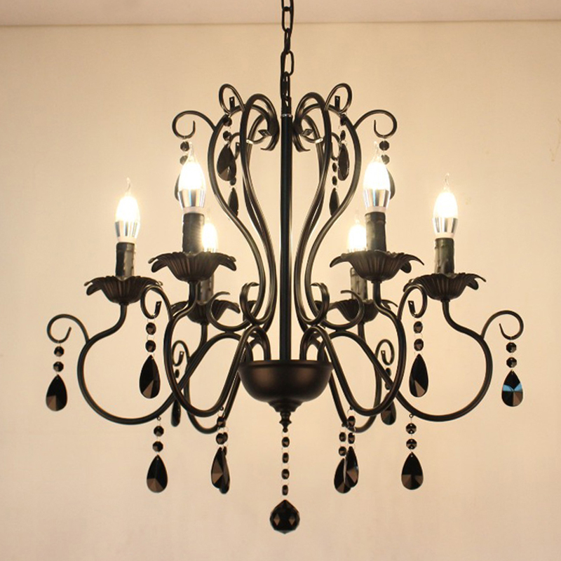 American minimalist wrought iron chandeliers with crystal accents for elegant living rooms and modern dining spaces