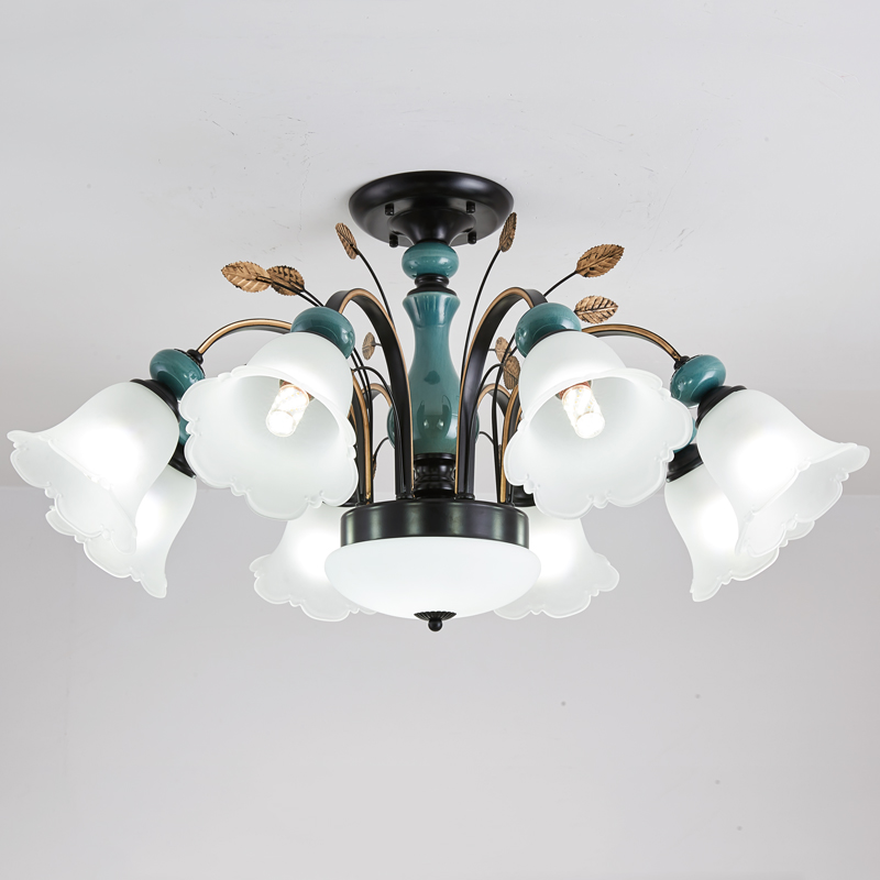 American Modern Ceramic Pendant Lamps for Living Room and Bedroom, Minimalist European Dining Chandelier Lighting