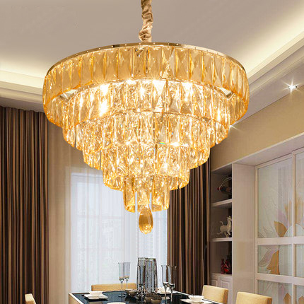 American modern round chandelier with K9 crystals for indoor lighting in dining rooms and restaurants