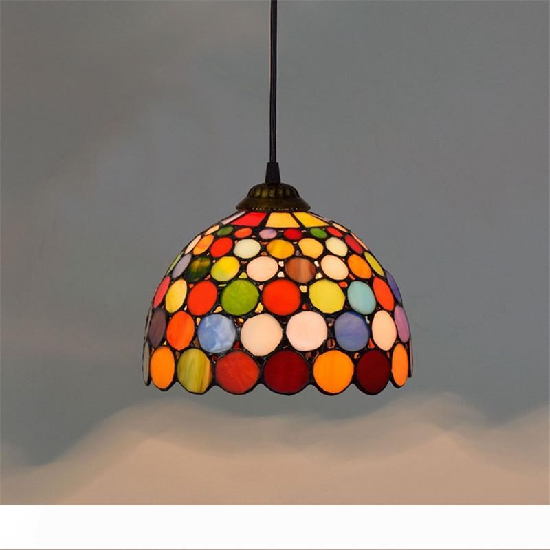 American retro-style colorful Tiffany glass lamp for bar, restaurant, bedroom, or hallway decor